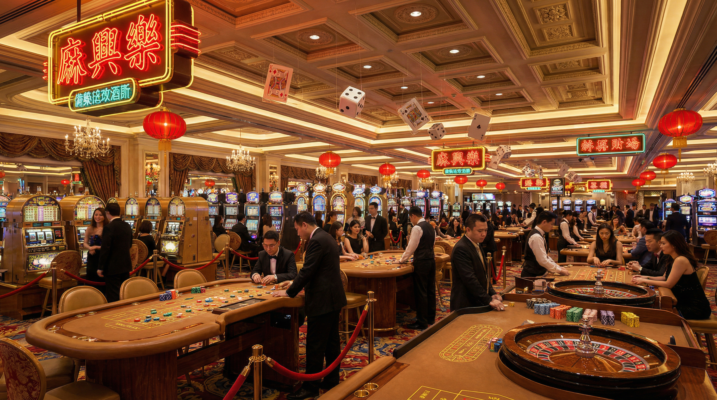 亚博娱乐豪华赌场大厅展示百家乐轮盘德州扑克游戏